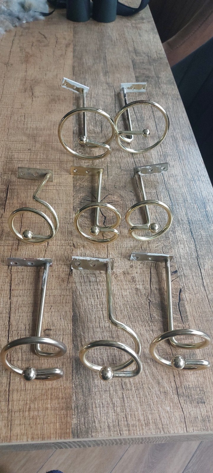 messingkleurige gordijnhaken / embrasses - Set van 8, Gebruikt, Ophalen of Verzenden, Klassiek, Goud