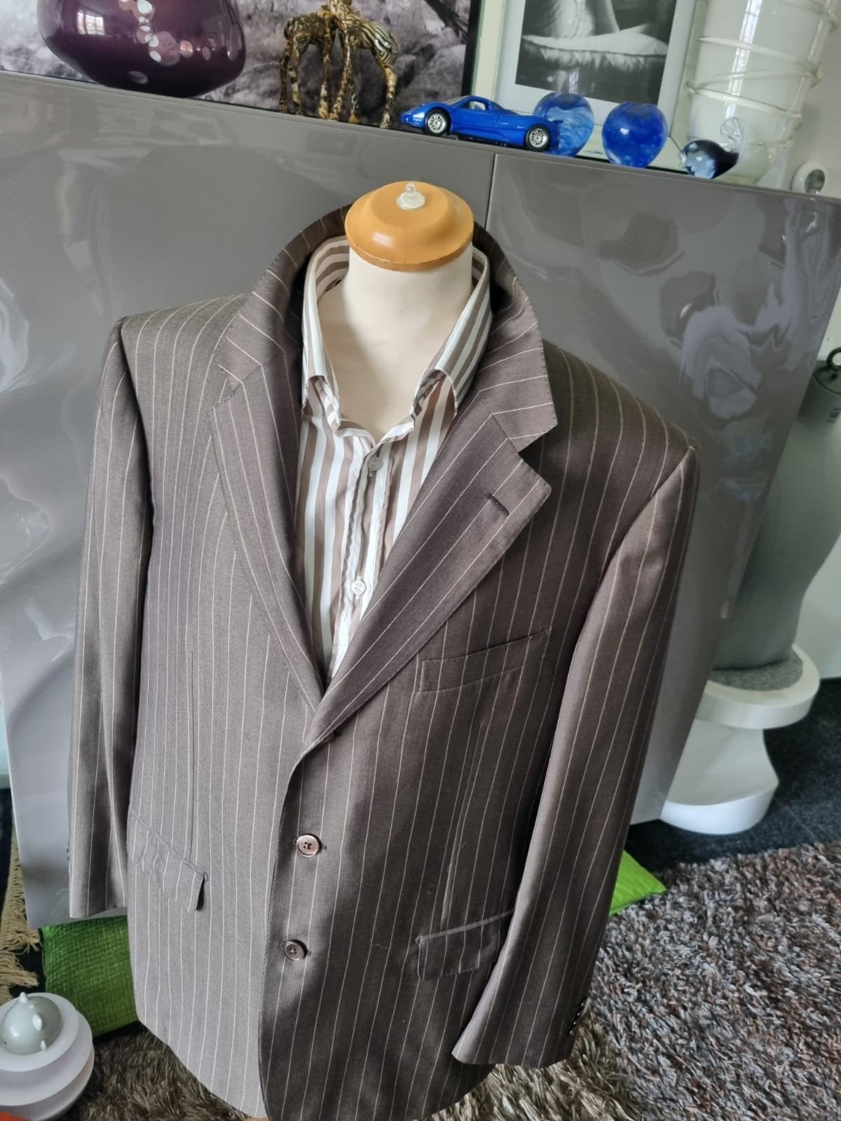 Corneliani wol/zijde kostuum, maat 56, drop R6, topstaat., Kleding | Heren, Corneliani, Bruin, Maat 56/58 (XL), Ophalen of Verzenden