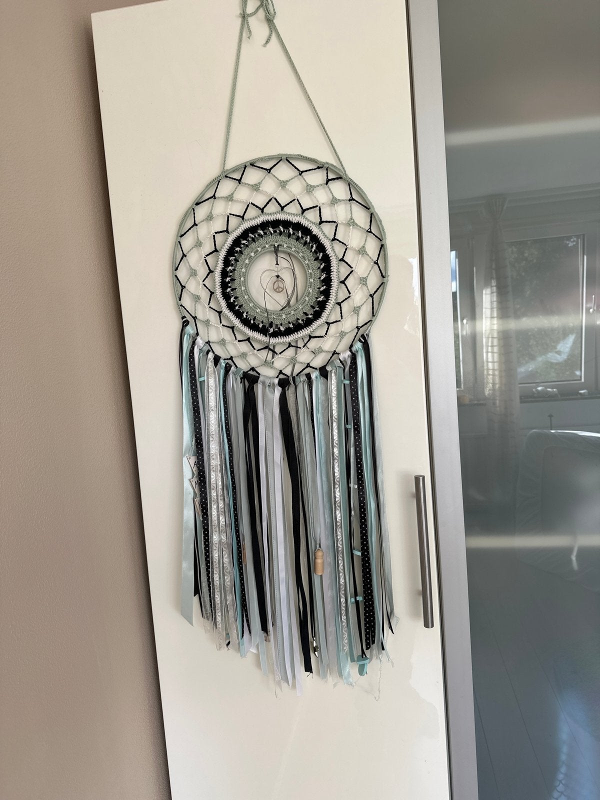 Dromenvanger met linten - Zwart, wit, mintgroen, Meerkleurig, Boho, Ophalen of Verzenden, Zo goed als nieuw