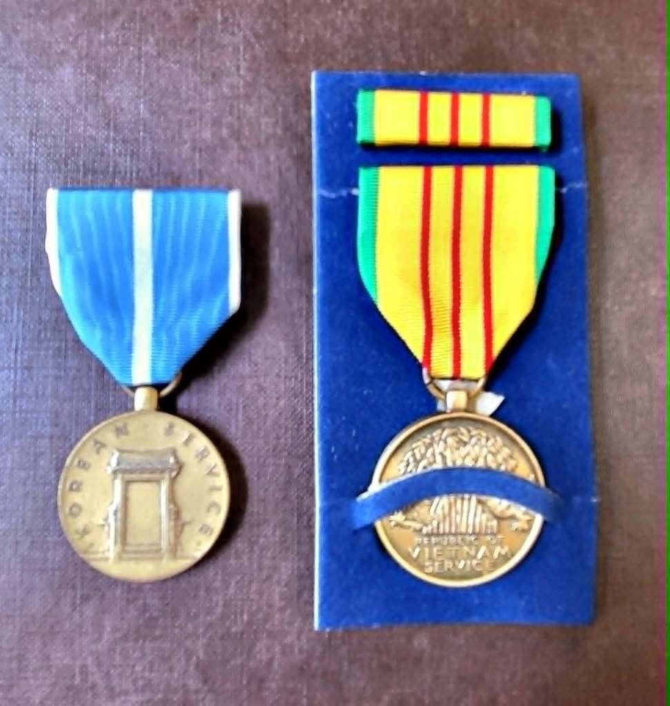 originele U.S. dienstmedailles Vietnam & Korea, Ophalen of Verzenden, Landmacht, Amerika, Lintje, Medaille of Wings