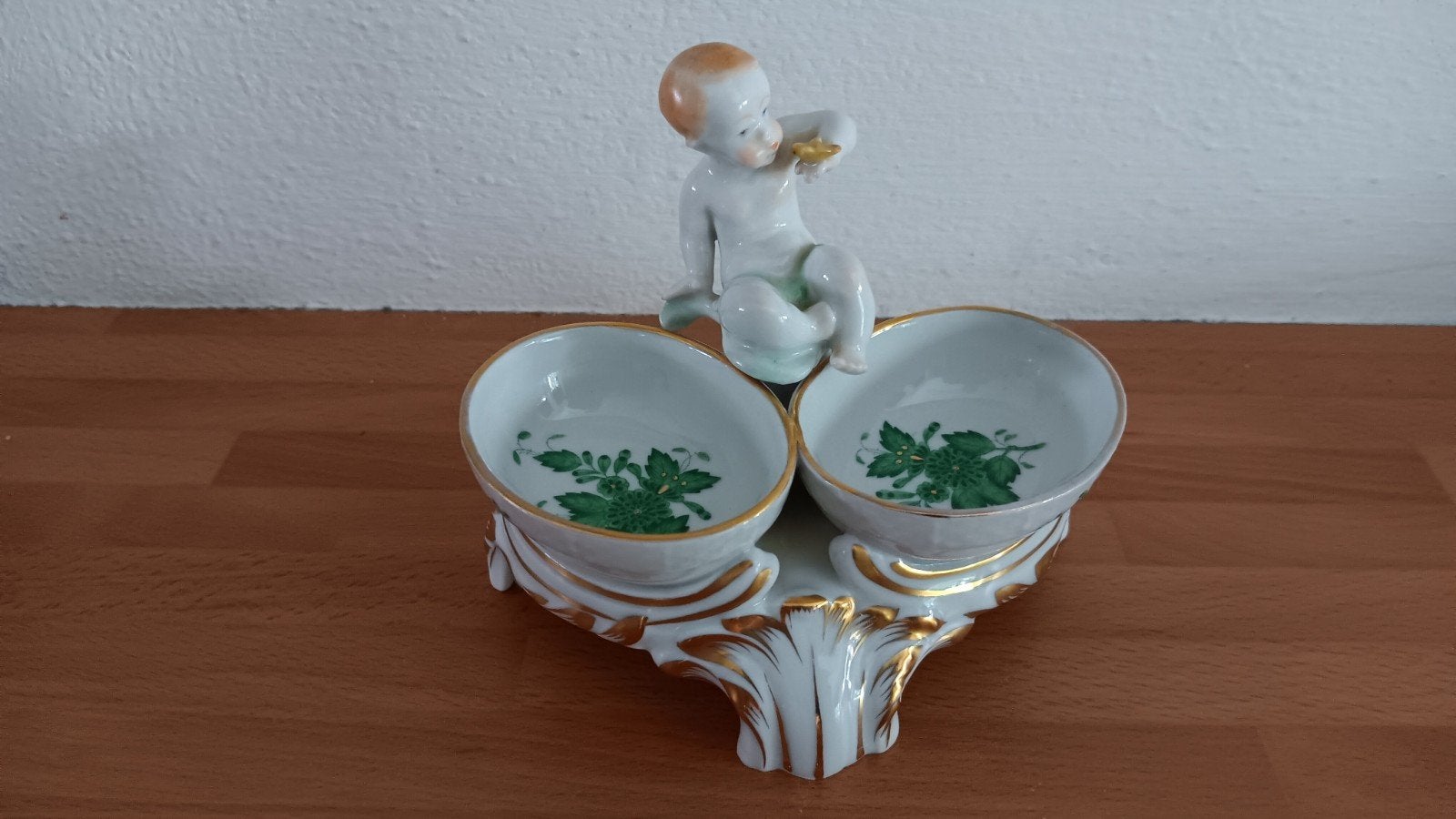 Herend apponyi groen zoutschaaltje., Antiek en Kunst, Ophalen of Verzenden