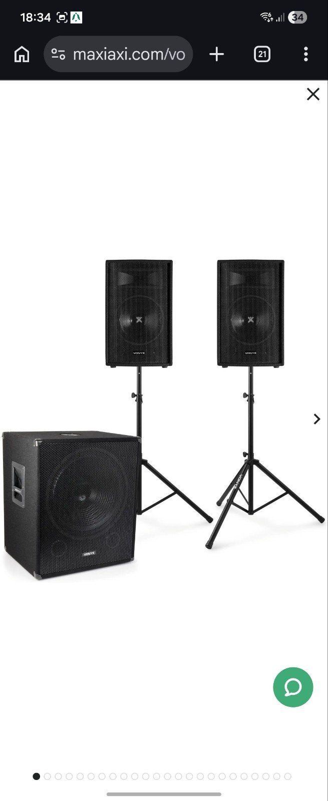 Vonyx SL15 PA Disco Speaker Set met Subwoofer en Stands, Ophalen, Zo goed als nieuw, Overige merken