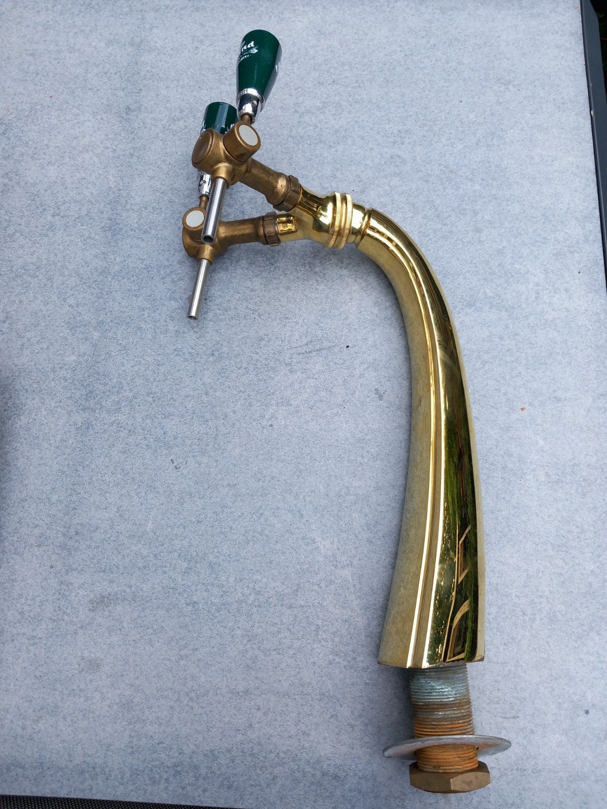 Massief messing biertap met twee kranen, Ophalen of Verzenden