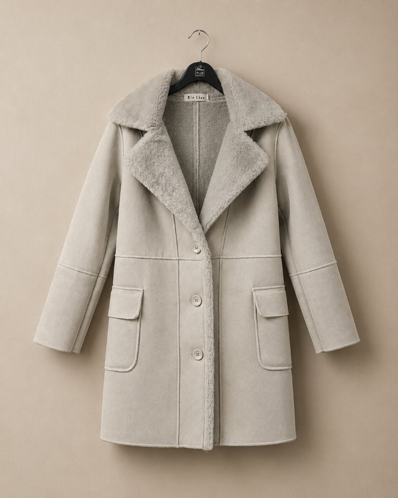 Muisgrijze suède-look Jas maat M, Ophalen of Verzenden, Zo goed als nieuw, Maat 38/40 (M), Overige kleuren
