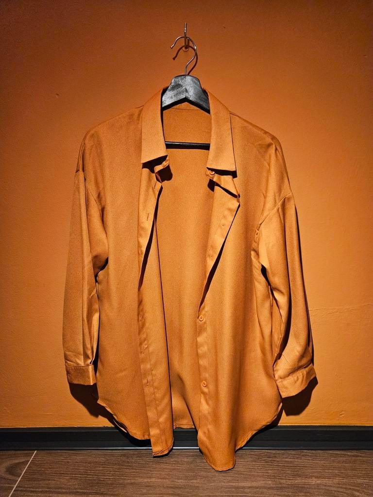 Overhemd/blouse maat M, zacht oranjebruin, Ophalen of Verzenden, Gedragen, Maat 36 (S), Bruin