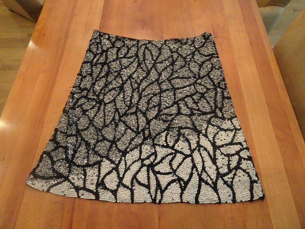 BARBARA SCHWARZER zwart, grijs, offwhite pailletten rokje, BARBARA SCHWARZ, Overige typen, Zwart, Maat 42/44 (L)