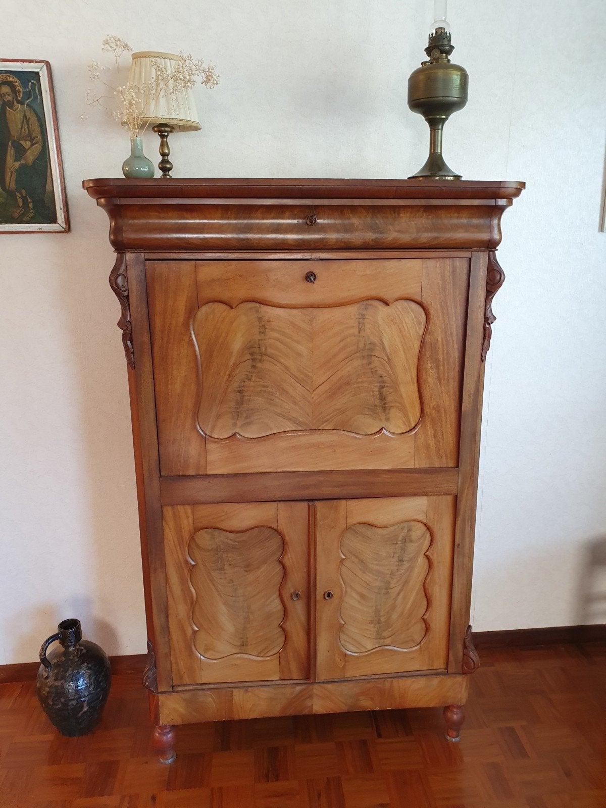 Antiek secretaire bureau met lades en opbergruimte, Ophalen
