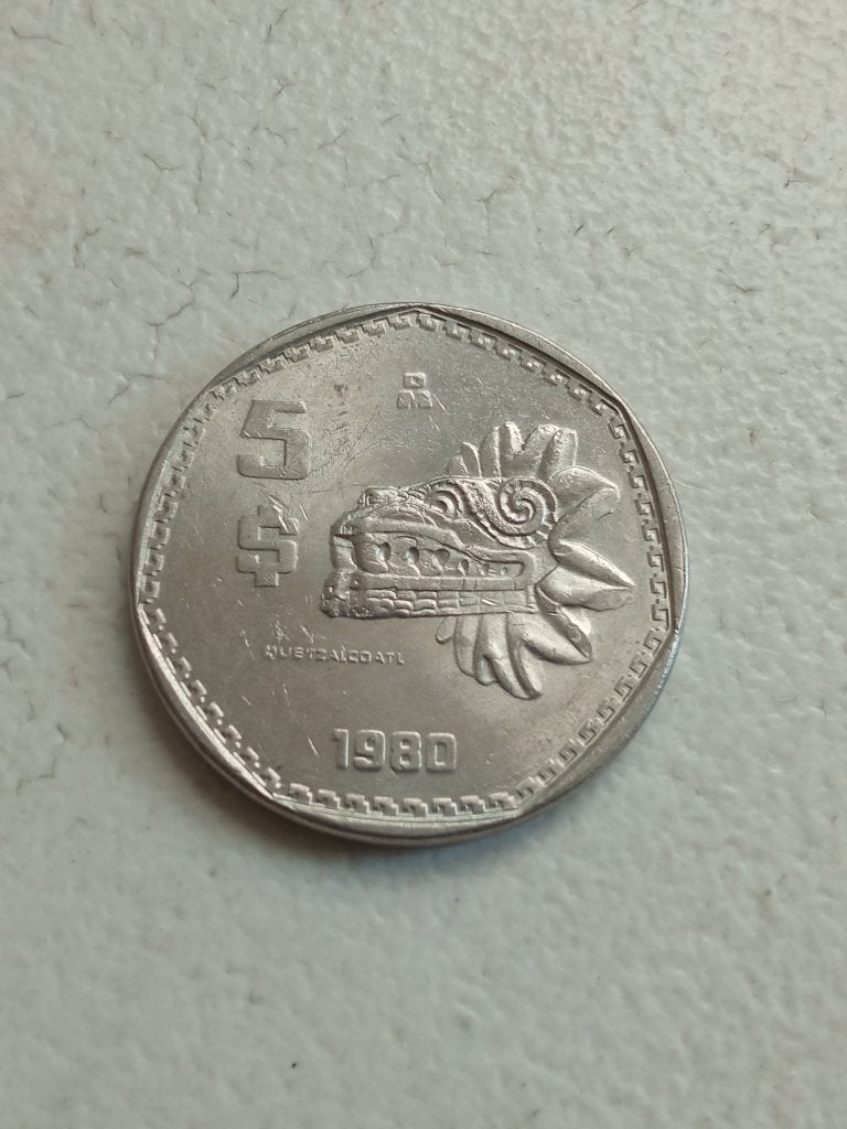 Mexico 5 pesos 1980., Postzegels en Munten, Munten | Amerika, Ophalen of Verzenden, Midden-Amerika, Losse munt