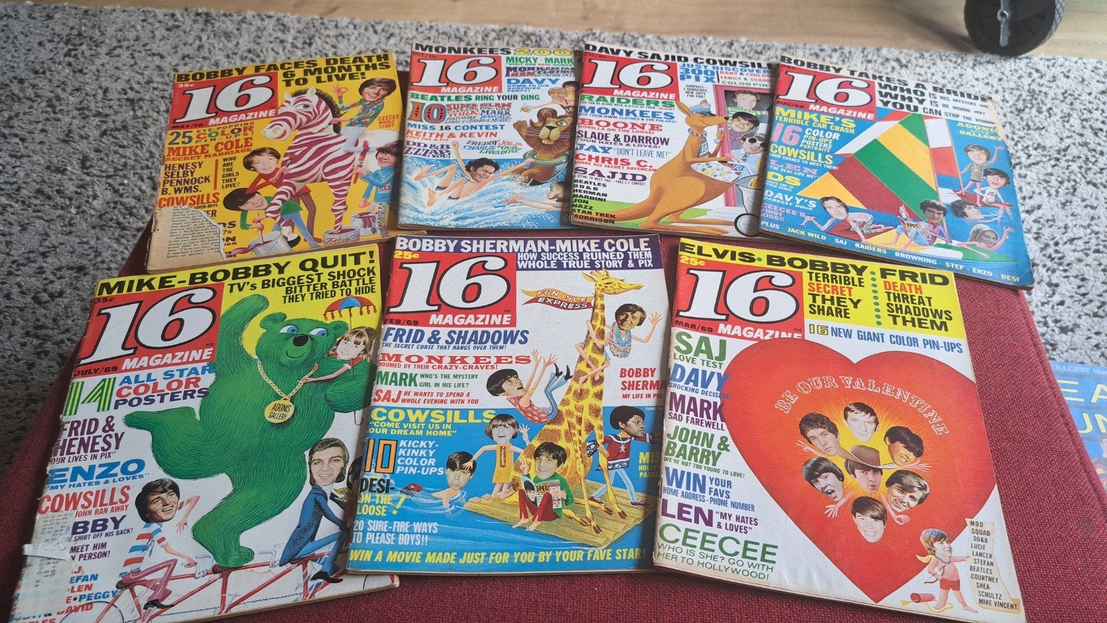 16's 6 * USA magazines 1967, 1968 en 1969 (Beatles Monkees), Ophalen of Verzenden, 1960 tot 1980, Tijdschrift