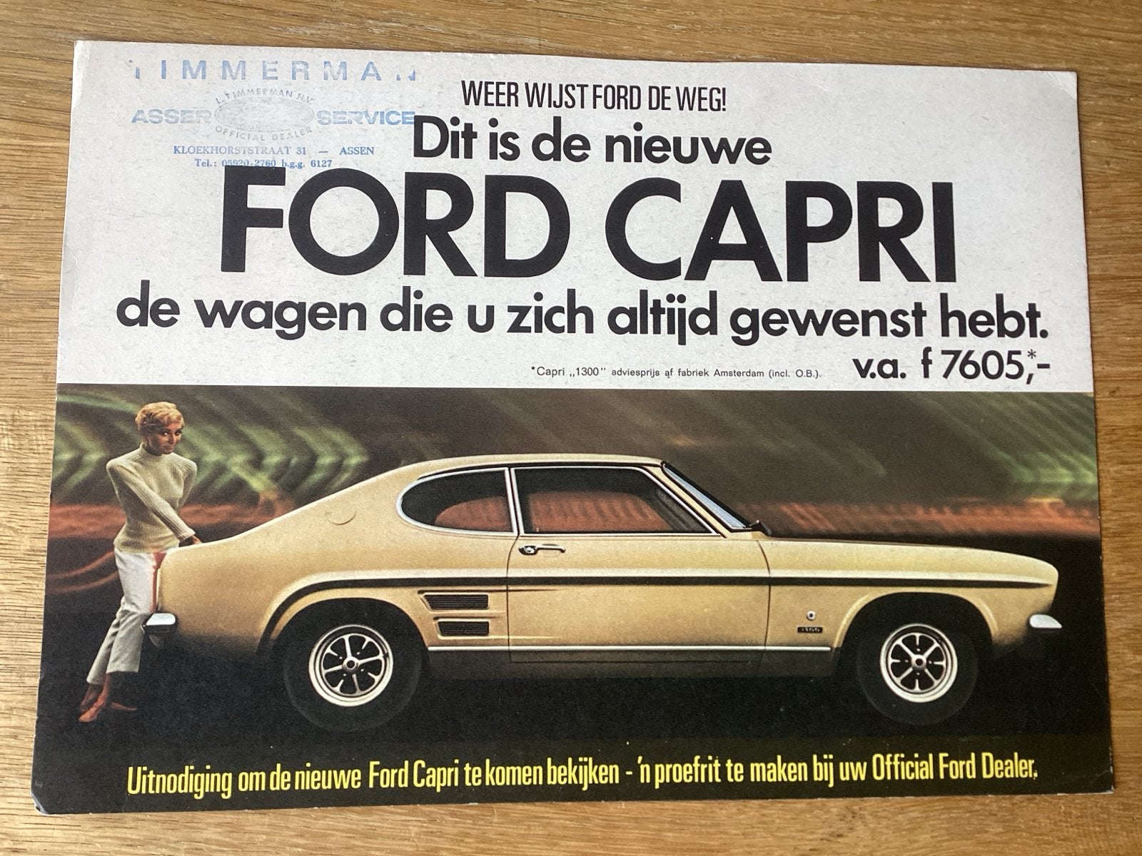 Ford Capri Leaflet- Jaren '70, Ophalen of Verzenden, Gelezen, Ford