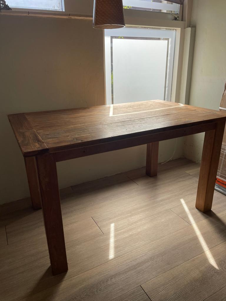 Eetkamertafel teak Livingfurn, Ophalen, 100 tot 150 cm, Teakhout, 50 tot 100 cm