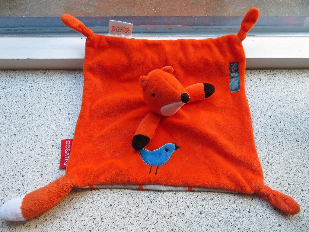 Knuffeldoek vos of vosje merk COSATTO be like mr fox, Oranje, Ophalen of Verzenden, Zo goed als nieuw, Wasbaar