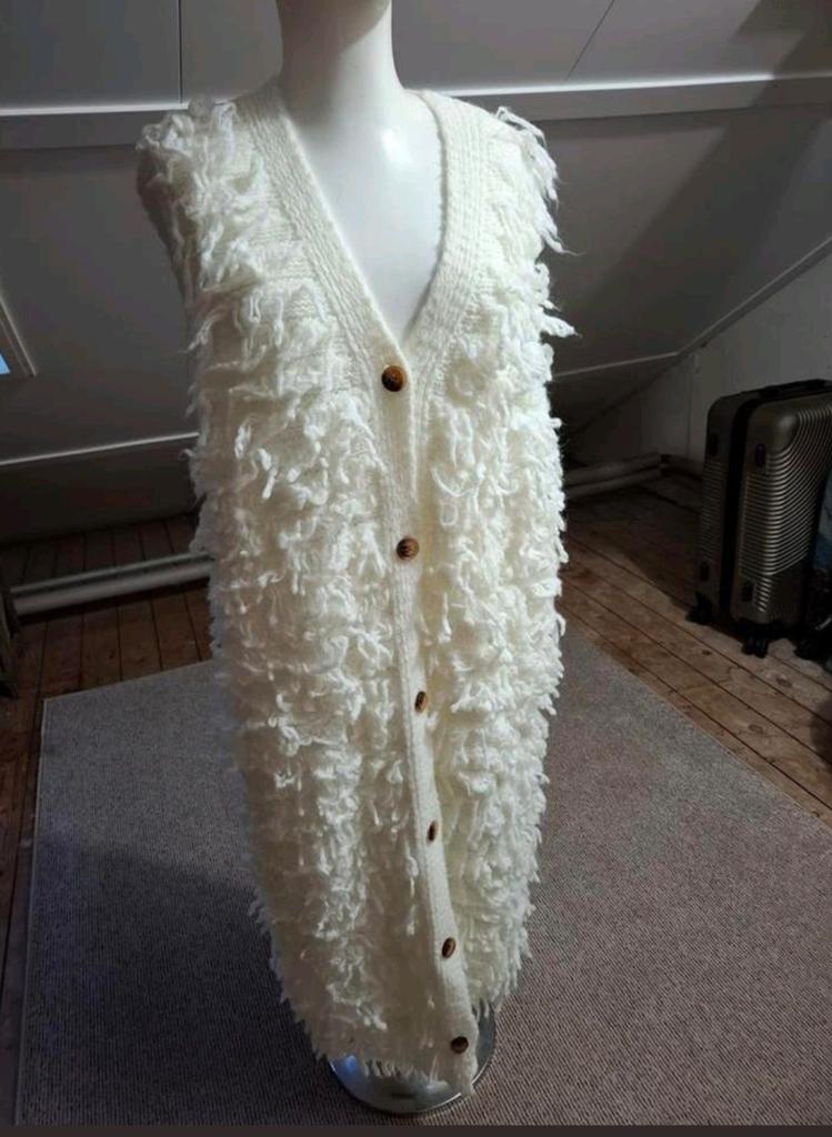 Made in Italy lang teddy gilet/vest crème wit – maat M/L, Maat 38/40 (M), Made in Italy, Wit, Ophalen of Verzenden