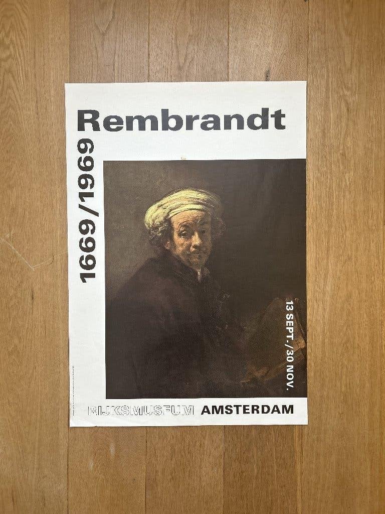 Vintage 1969 Rijksmuseum Rembrandt Poster, Ophalen of Verzenden, Zo goed als nieuw