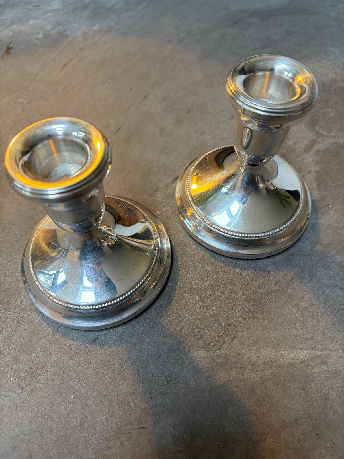Set van 2 verzilverde kandelaars - 9,5 cm hoog, Ophalen of Verzenden, Zilver