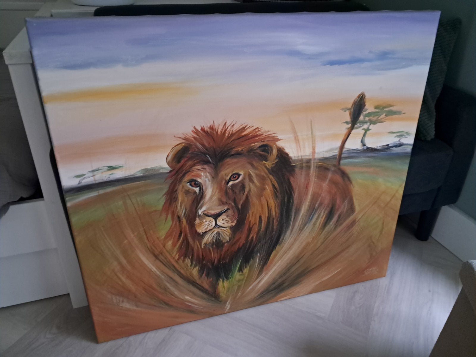 schilderij Leeuw uniek is er maar 1 van, Ophalen, Zo goed als nieuw, Schilderij