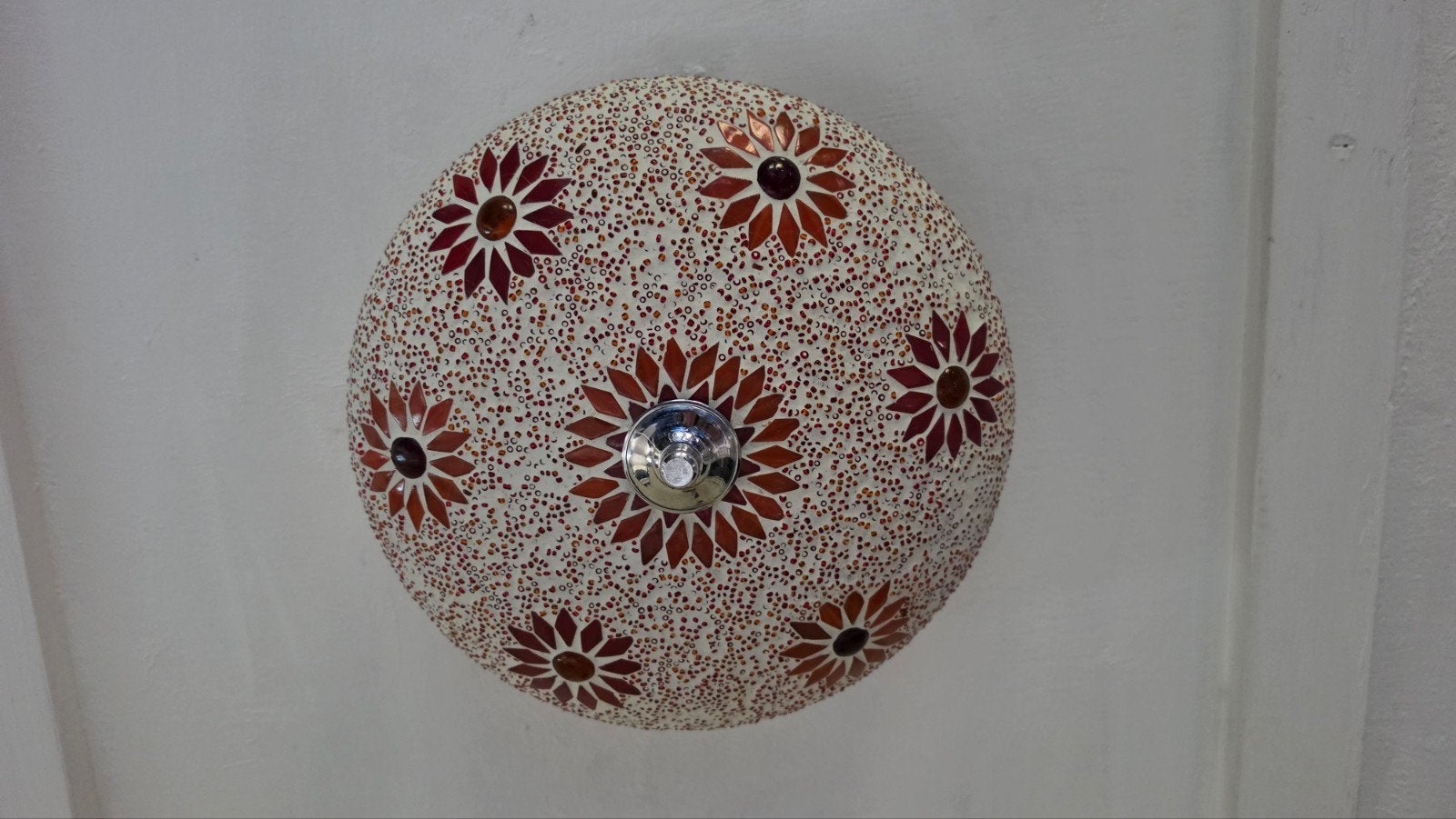 Decoratieve plafondlamp met mozaïek patroon, 2 stuks, Bohemian, Meerkleurig, Ophalen of Verzenden, Zo goed als nieuw