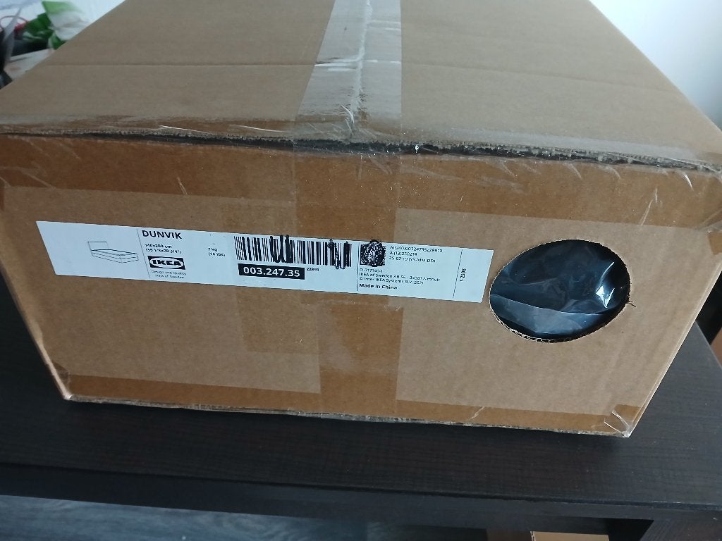 DUNVIK Overtrek boxspring, Skiftebo donkergrijs, 140x200 cm., Ophalen of Verzenden, Nieuw, Blauw