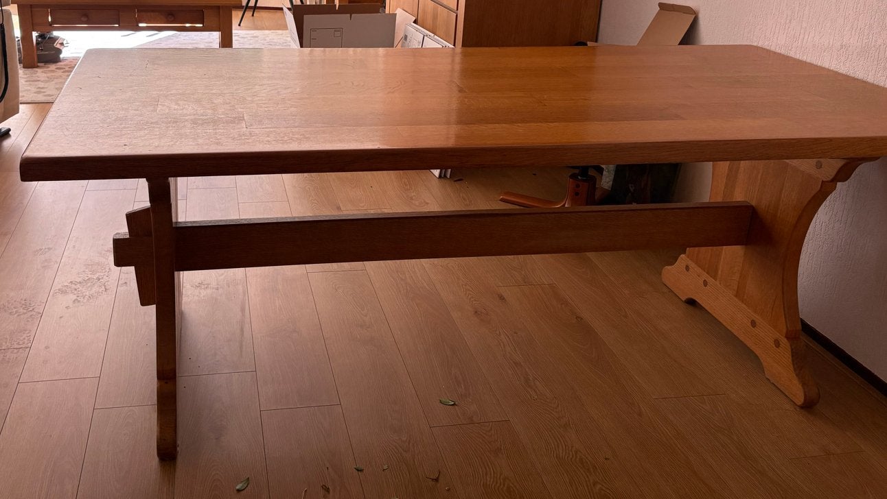 Robuuste massief eikenhouten tafel Oisterwijk, Ophalen, Gebruikt, 50 tot 100 cm, Eikenhout