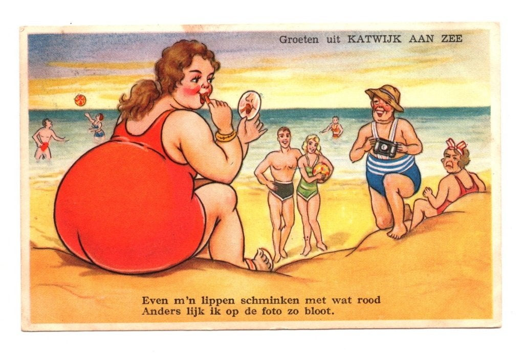 Oude Ansichtkaart Katwijk aan Zee Strand Humor, Ophalen of Verzenden, 1940 tot 1960, Gelopen, Zuid-Holland