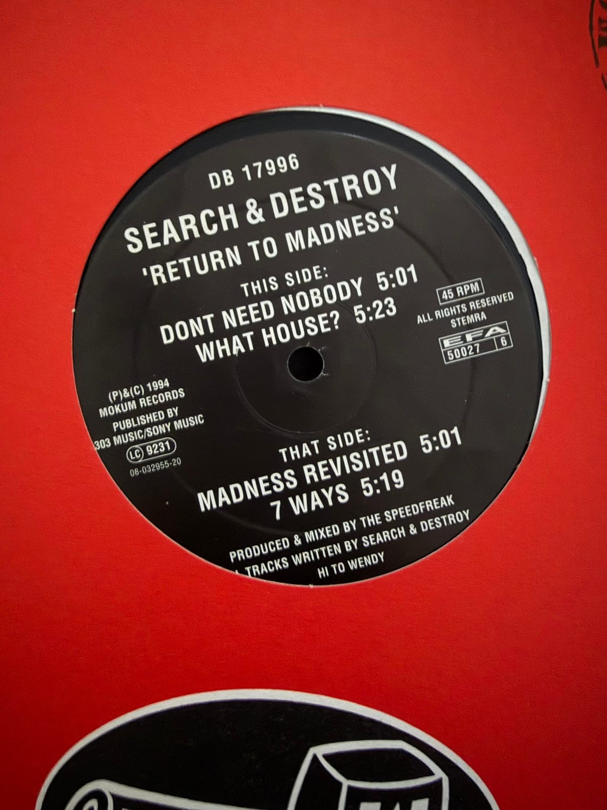 Gabber Vinyl Search And Destroy Mok27 1994, Ophalen of Verzenden, Gebruikt