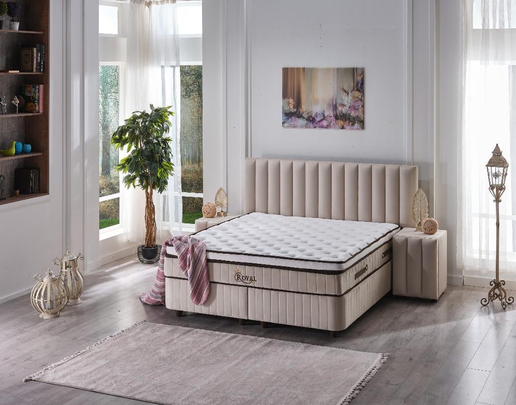 Boxspring Royal XS 2 persoons 160 x 200 Taupe, Ophalen, Beige, 200 cm, 160 cm