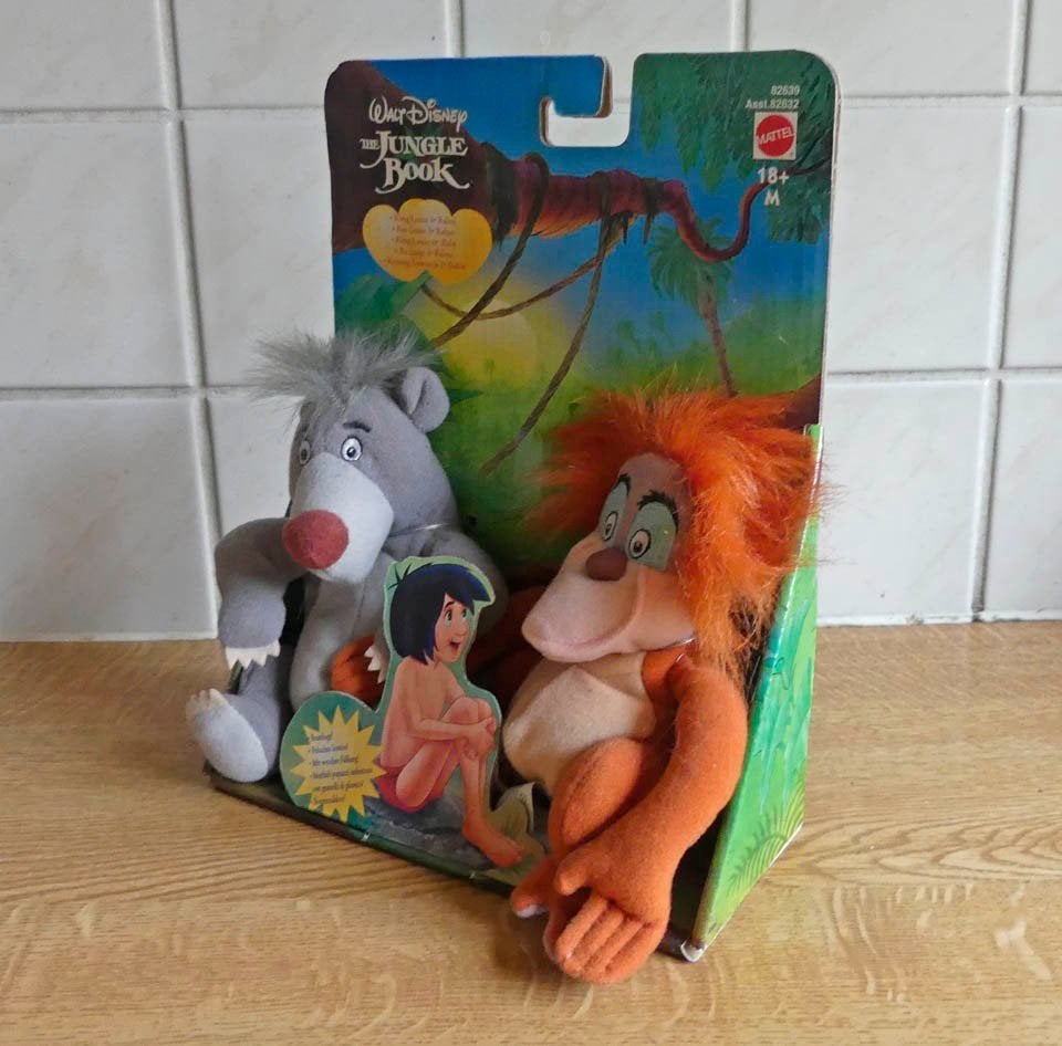 Walt Disney knuffels Jungle Book Baloo en King Louie, Ophalen of Verzenden, Leeuwenkoning of Jungle Boek, Zo goed als nieuw, Beeldje of Figuurtje