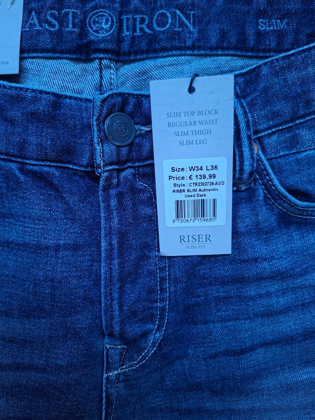 CAST IRON Riser slimfit jeans W34 L36, Blauw, Nieuw, Ophalen of Verzenden, W33 - W34 (confectie 48/50)