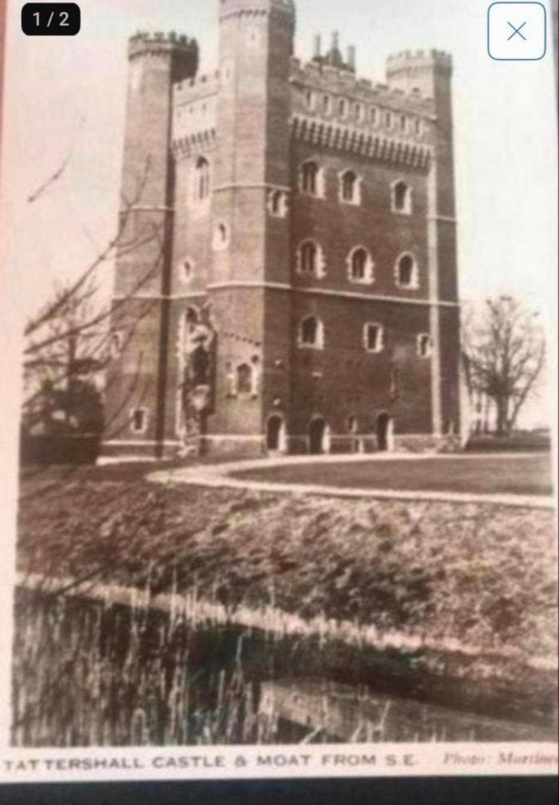 Zeer oude gelopen ansichtkaart Tattershall Castle & Moat, Ophalen of Verzenden, Voor 1920, Gelopen, Engeland