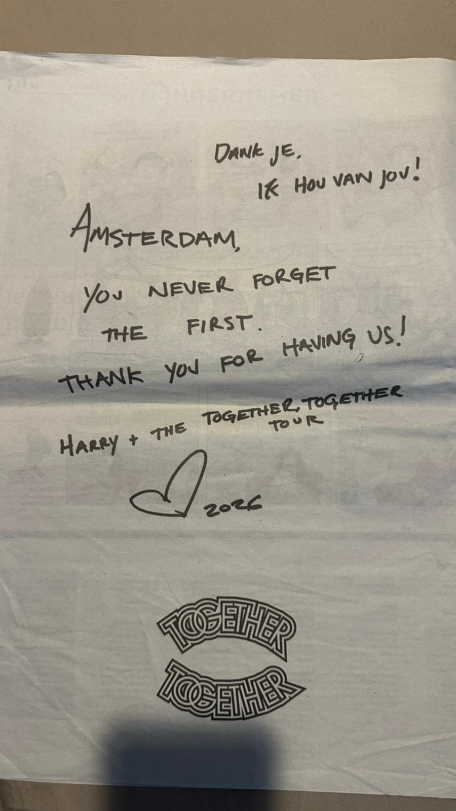 Harry styles krant, Boeken, Tijdschriften en Kranten, Ophalen of Verzenden, Zo goed als nieuw, Krant