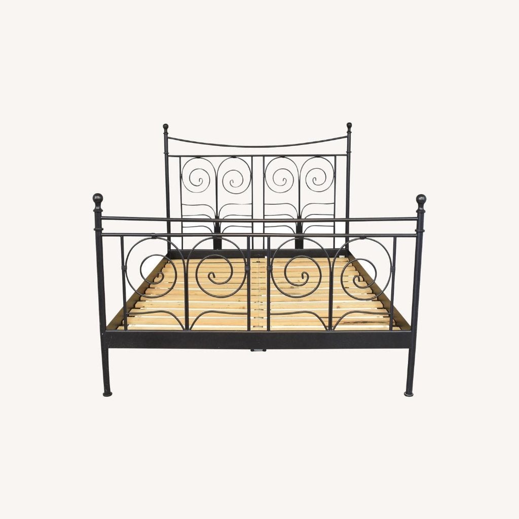 Tweepersoonsbed IKEA bedframe, model Noresund, zwart metaal, Zwart, Tweepersoons, Zo goed als nieuw, 200 cm