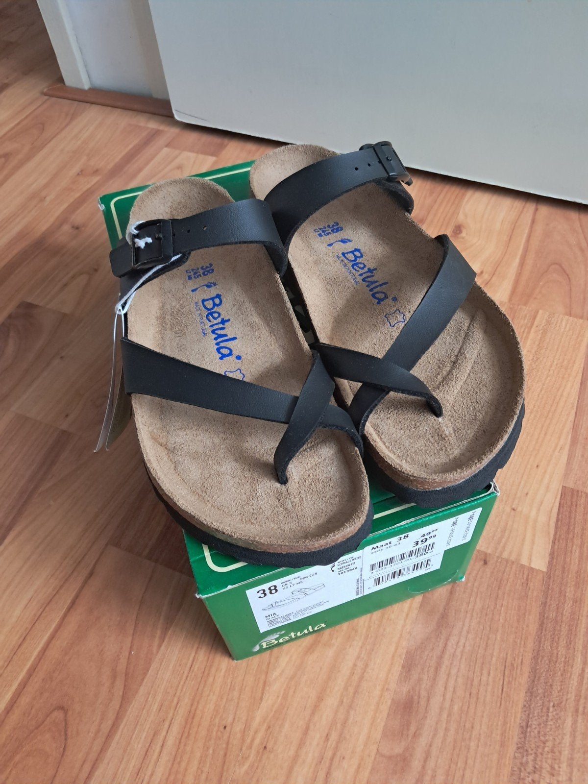 Betula  leren dames sandalen maat 38 *nieuw *, Betula, Zwart, Nieuw, Sandalen of Muiltjes