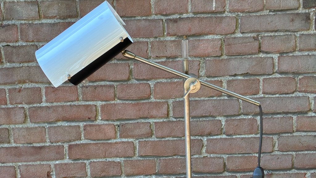 Vintage vloerlamp leeslamp metaal & plexiglas - beschadigd, Ophalen, E14 (klein), 150 tot 200 cm, Kunststof