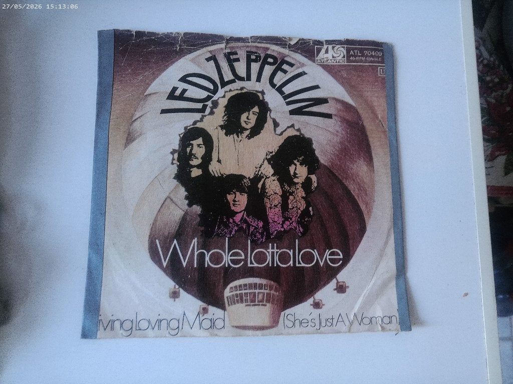 Led Zeppelin - Whole lotta Love / living loving maid, Cd's en Dvd's, Vinyl Singles, Gebruikt, Fotohoes, 7 inch, Single