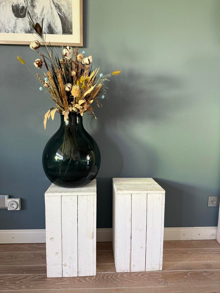2 Witte Houten Zuilen / Sokkels - 51 cm hoog, Huis en Inrichting, Woonaccessoires | Zuilen en Pilaren, Ophalen, Gebruikt