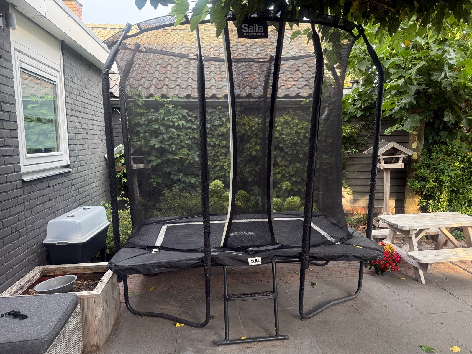 Salta trampoline 214x153 met net en trap, Ophalen, Gebruikt