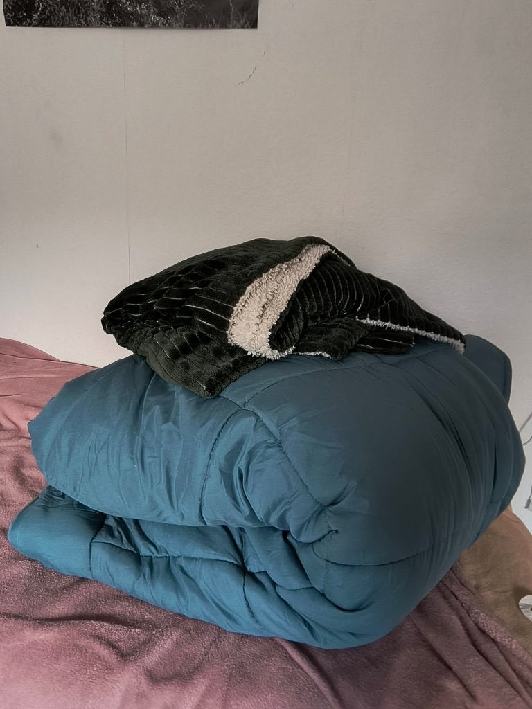 DUVET & FREE BLANKET, Gebruikt, Blauw, Tweepersoons, Ophalen of Verzenden