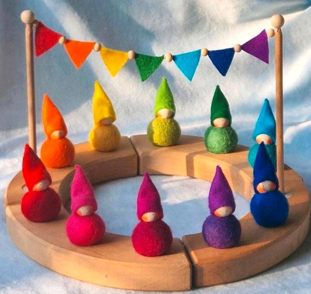 Jaarring steker vlaggenlijn regenboog vlaggetjes voor Grimms, Verzenden, Nieuw, Figuurtje(s), Wolvilt