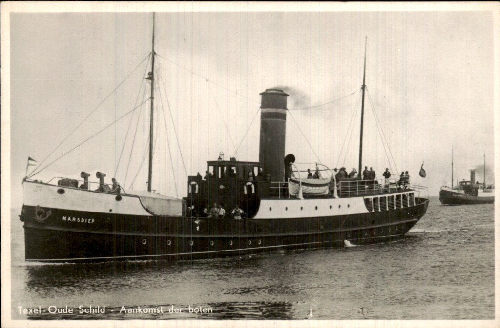 Texel - Marsdiep - Aankomst der boten, Ophalen of Verzenden, 1940 tot 1960, Gelopen, Noord-Holland