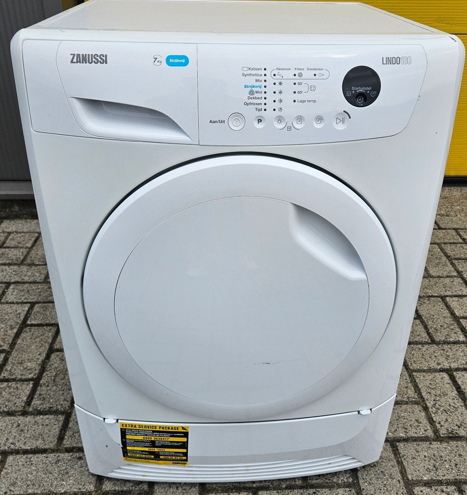 Nette goedwerkende Zanussi ZDP7203P condensdroger. 7kg., Witgoed en Apparatuur, 6 tot 8 kg, Ophalen, Condens, 85 tot 90 cm