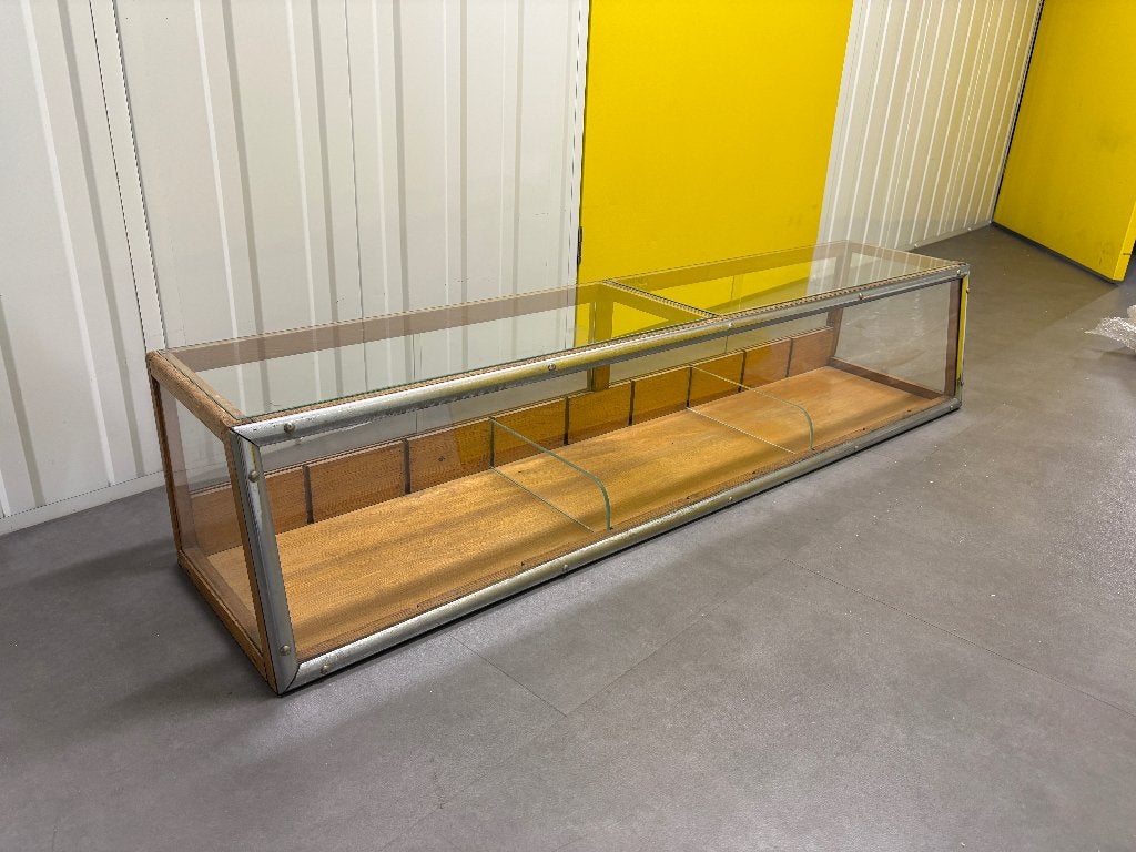 Vintage toonbank vitrinekast – uniek!, Ophalen, Gebruikt, 100 tot 150 cm, Glas
