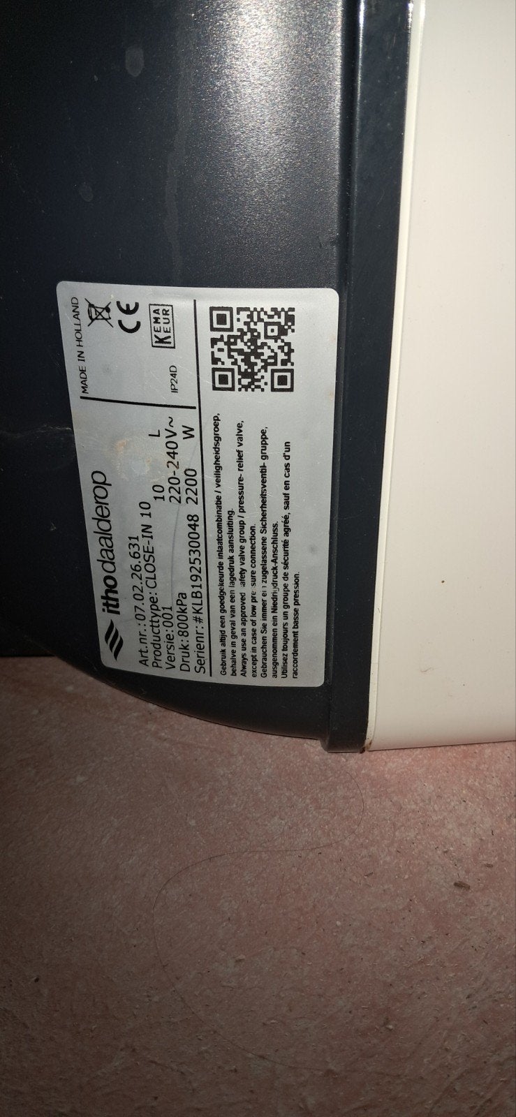 Itho Daalderop Close-in 10 Boiler - 10 Liter, Doe-het-zelf en Verbouw, Geisers en Boilers, Ophalen, Gebruikt, Boiler, Minder dan 20 liter