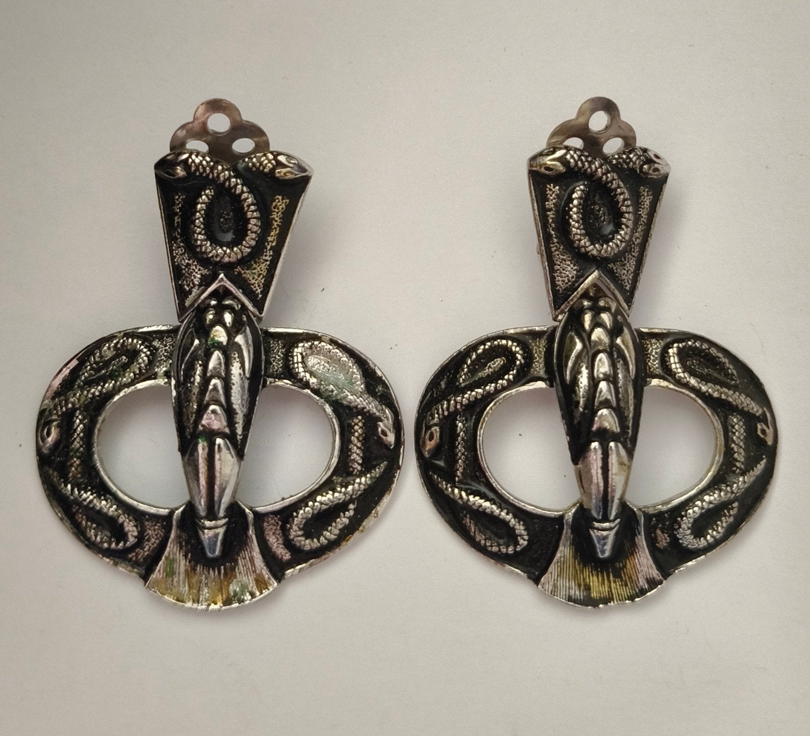 Vintage Keltische Slangen ontwerp clip Oorbellen, Ophalen of Verzenden, Zo goed als nieuw, Zilver, Overige materialen