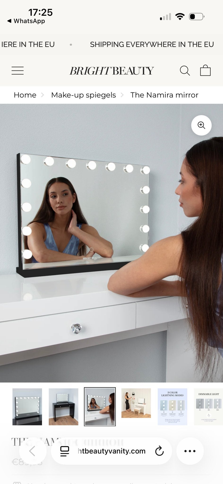 Bright Beauty Namira Make-up Spiegel met LED Verlichting, Nieuw, Ophalen of Verzenden, Minder dan 100 cm, Rechthoekig