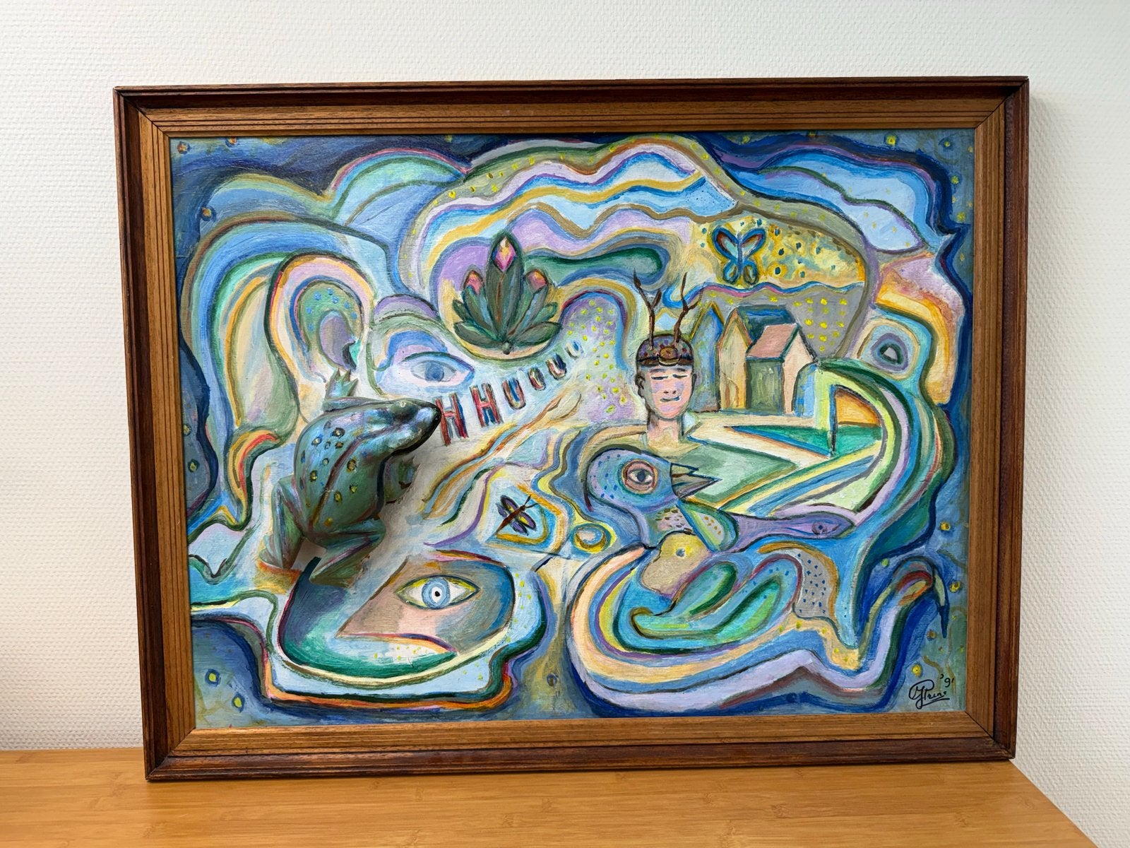 Sjamanistisch schilderij 'King Kodok creates his own world', Ophalen of Verzenden