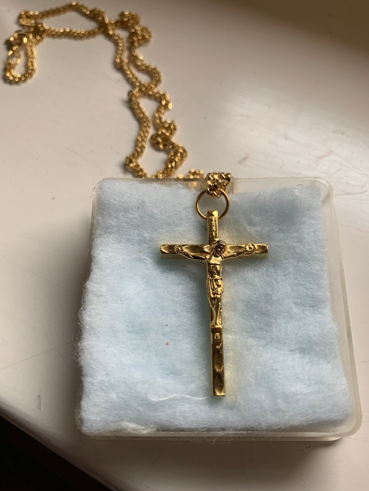 Prachtig Gouden Kruisje met Ketting, Sieraden, Tassen en Uiterlijk, Nieuw, Ophalen of Verzenden, Goud, Overige materialen