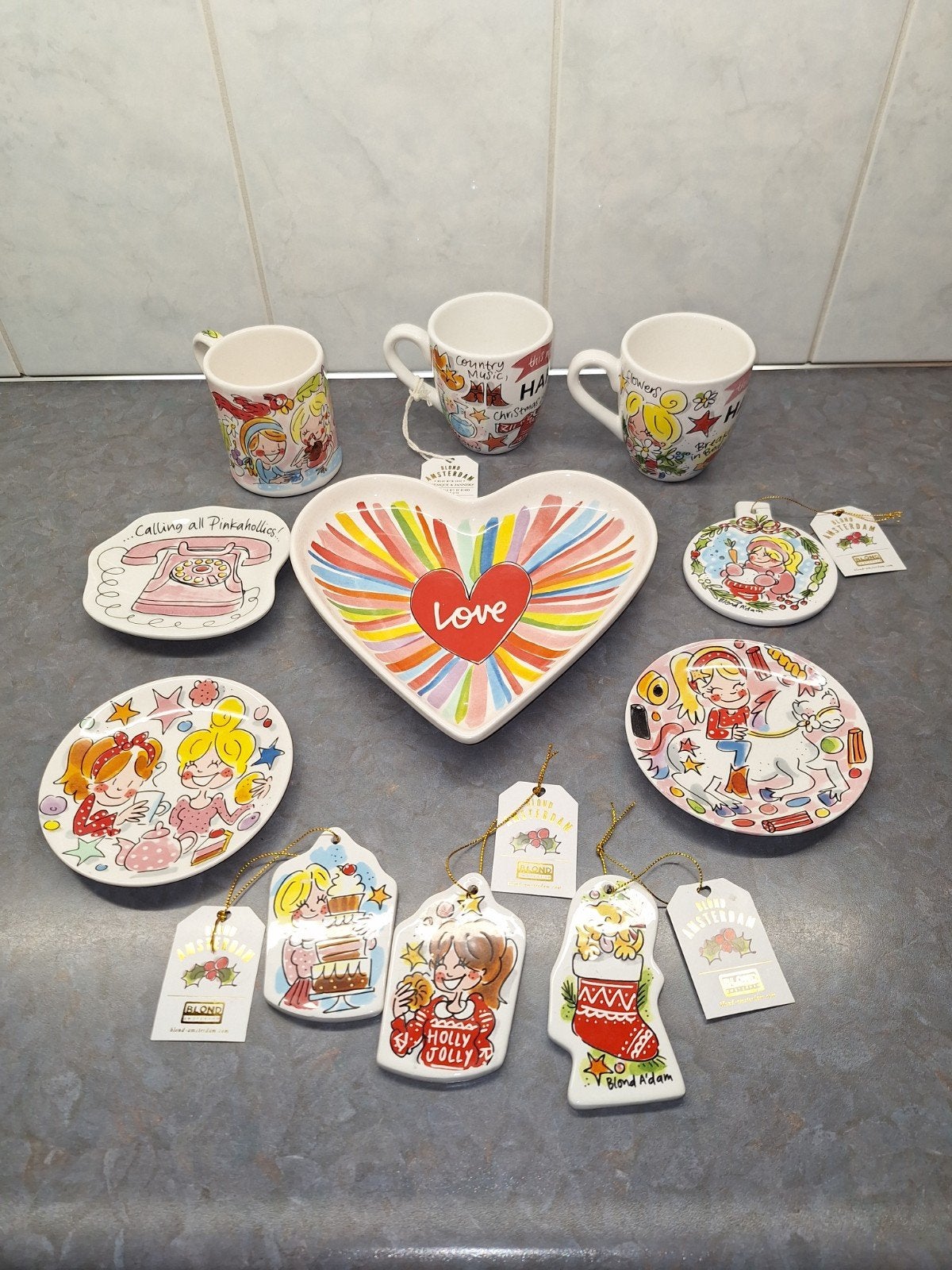 Blond Amsterdam Servies en Kersthangers, Huis en Inrichting, Ophalen