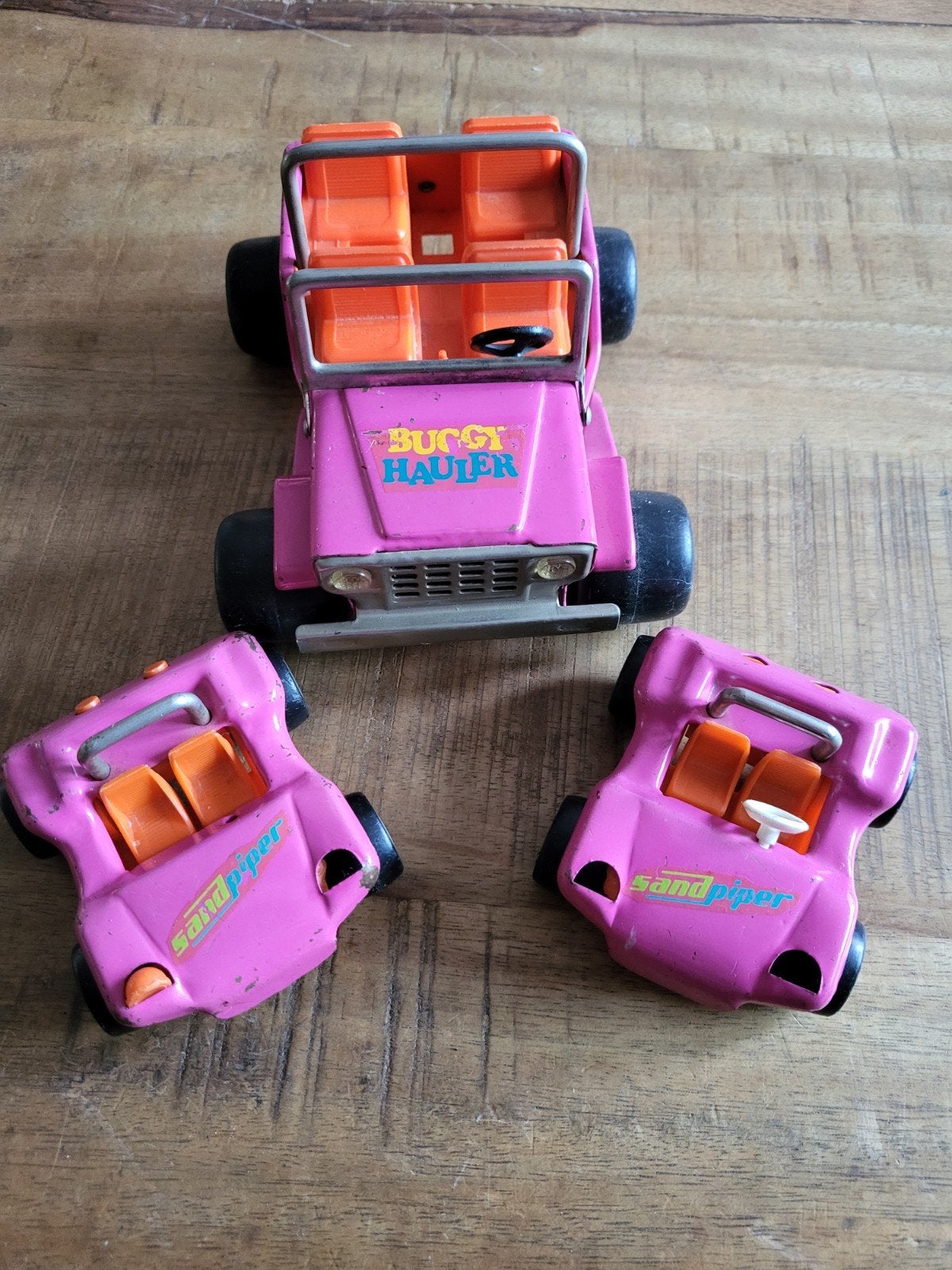 Buddy L Buggy Hauler Jeep met 2 Sand Piper Buggy's, Ophalen of Verzenden