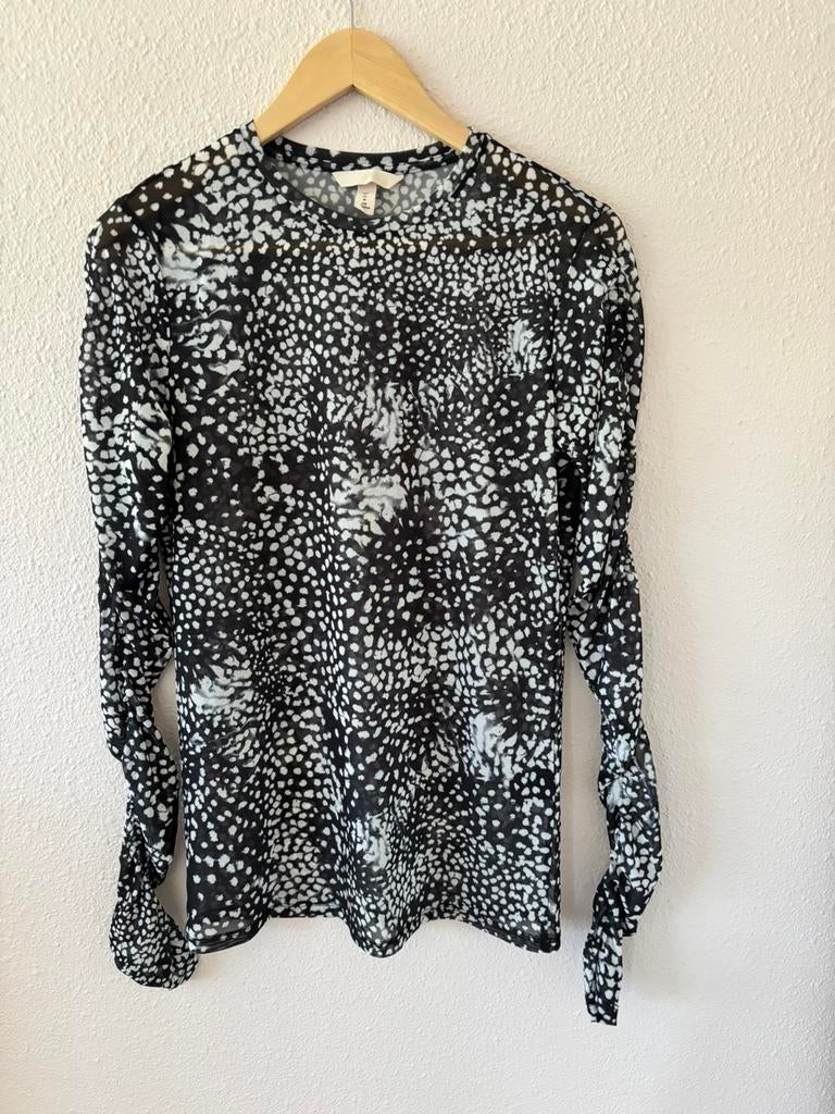 H&M transparante top, Ophalen of Verzenden, Zo goed als nieuw, Zwart, Lange mouw