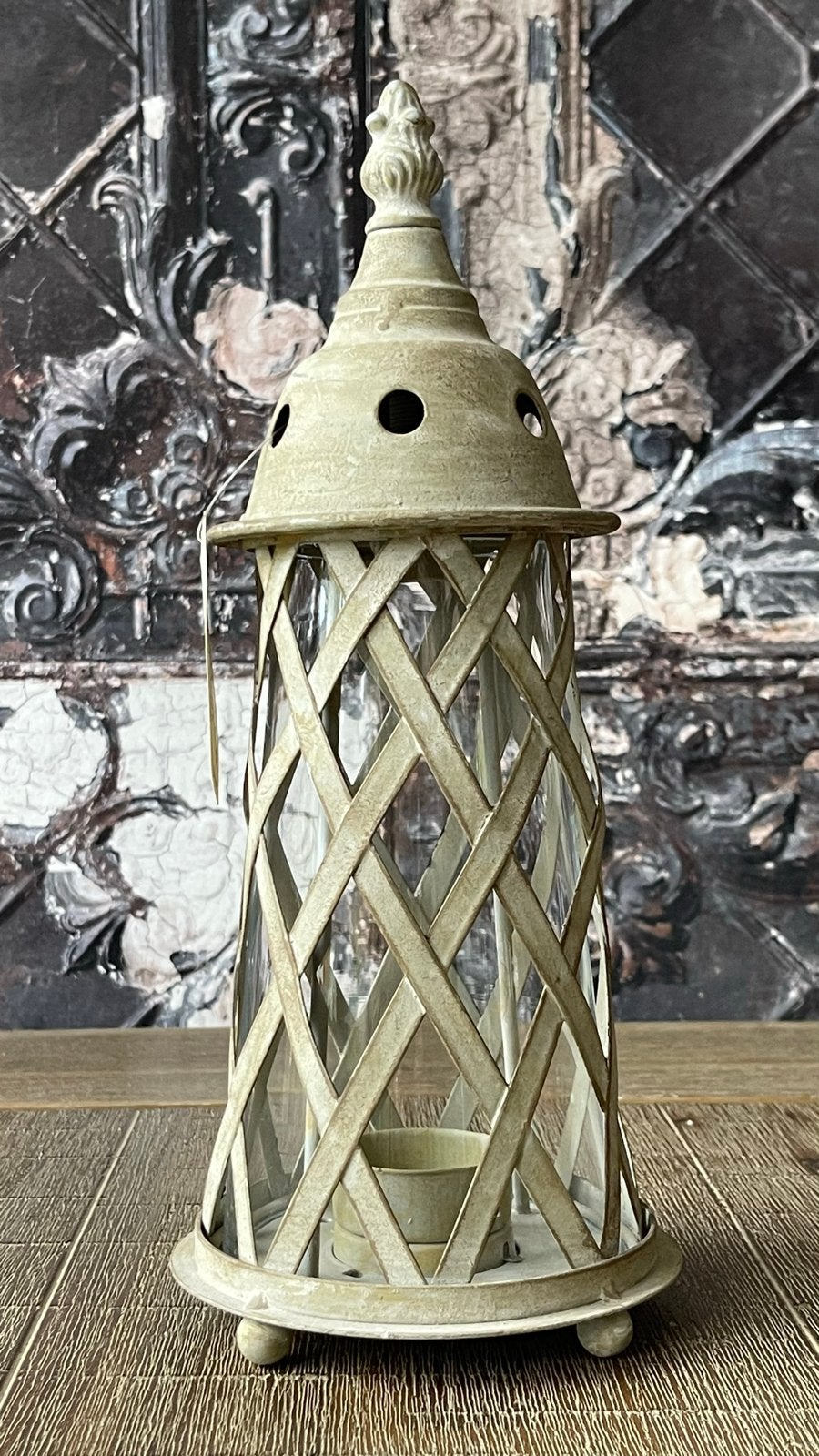 Riverdale Windlicht/Lantaarn - Brocante/Vintage Stijl, Huis en Inrichting, Beige, Nieuw, Ophalen of Verzenden, Metaal